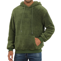 Hoodie Sherpa Pria Amerika, Mantel Musim Gugur Bahan Nonwoven, Sweatshirt Fleece Bolak-Balik Model Longgar, Hoodie Sherpa Pria
