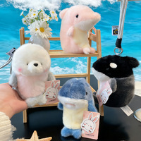 Pendentifs en peluche Série Marine : Dauphin, Requin, Phoque – Jouets en peluche, Breloques pour sacs, Compagnons de bureau, Adorables figurines, Ornements en peluche