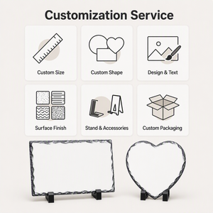 Grande <span class=keywords><strong>plaque</strong></span> rectangulaire en <span class=keywords><strong>ardoise</strong></span> vierge pour sublimation, impression d'images, gravure DIY, transfert photo, support de présentation sur chevalet en pierre - Product Image 5