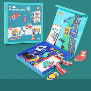 Tablero de dibujo para niños, rompecabezas magnético, tráfico, Océano, vestido, pegatina magnética, juego de rompecabezas, cambio de ropa, juego de juguete a juego - Product Image 6