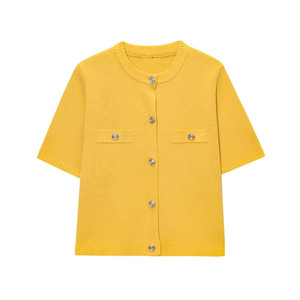 KAR&OT ZA Novedad Verano 2025 Top Corto Tipo Cárdigan <span class=keywords><strong>de</strong></span> Punto para Mujer en Color Sólido con Cuello Redondo 6236009 1822023 1822022 - Product Image 2