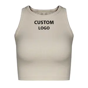 Fabriek Van Hoge Kwaliteit Custom Vrouwen Blanco Vest Geribbeld Katoen Comfortabele Outdoor Fitness Crop Tank Top Voor Meisjes