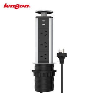 Enchufe Pop de escritorio multifuncional Toma de corriente de Mesa 3 salidas Aluminio <span class=keywords><strong>10A</strong></span> Corriente nominal Compatible con estándares AU 2 USBA - Product Image 5