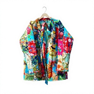 Veste formelle indienne élégante faite à la main en coton 100% doux, réversible, à séchage rapide, imprimé floral, col en V, pour femmes et filles, pour les événements - Product Image 1