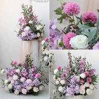Centre de table en soie artificielle rose et violette pour mariage, décoration de printemps, cérémonie, allée et vitrine