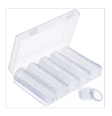 Boîte de Rangement Ronde pour Capsules de Pièces de 25 mm et 27 mm avec 100 Capsules Incluses