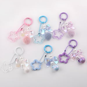 Llavero Kawaii con Lazo y Estrella, Lindo Llavero Acrílico para Bolsa, Cartera, Decoración de <span class=keywords><strong>Airpods</strong></span>, Regalo para Niñas y Estudiantes - Product Image 1
