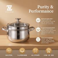 Casserole vapeur professionnelle en acier inoxydable 18/8 de qualité supérieure, 22 cm, base à double paroi, ustensile de cuisson écoénergétique pour les familles modernes