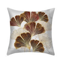 Nouvelle tendance courte peluche feuille de Ginkgo vert doré housse de coussin décoratif maison jeter taie d'oreiller