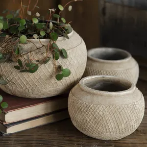 Vasos de plantas suculentas de decoração, design único de varanda, para áreas internas e externas, jardim, vasos de flores de cimento em relevo