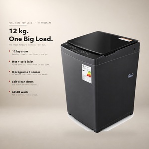 Lave-linge 12 kg entièrement automatique pour appartement, maison, 500 W, CE A+ Énergie, 8 programmes, lavage familial, linge de lit et serviettes, grandes charges - Product Image 1
