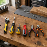 Multifunction Hand Tool Set Metal Repair Kit Adjustable Wrench Pliers Utility Knife Rubber-Grip Handles OEM for Maintenance