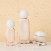 Ensemble de flacons pompe en verre dégradé champagne et pots à couvercle en plastique blanc de 30 ml, 50 ml, 100 ml, 120 ml, 30 g, 50 g pour crème