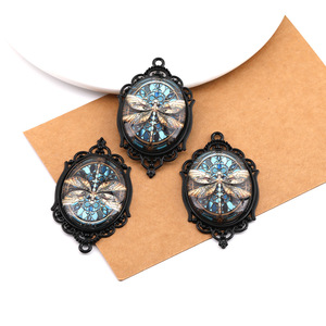 Colgante Retro de Aleación de Zinc con Diseño de Libélula, Amuleto Temático de Insecto con Engaste de Bisel, Material para Joyería DIY, Accesorio Unisex - Product Image 2