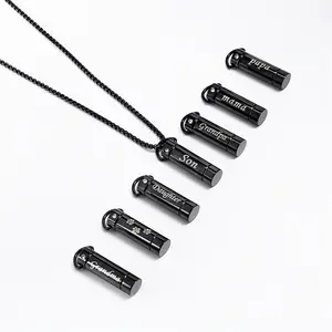 LIVE4U 316 Stainless Steel Jewelry Cylinder Vertical Bar Shape Cremation Urn Pendant Necklace