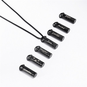 LIVE4U 316 مجوهرات من صلب لا يصدأ اسطوانة شريط عمودي شكل قلادة ذات شكل جرة الإحراق قلادة - Product Image 1