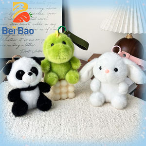 Llavero de peluche de animales surtidos Kawaii de 4 pulgadas: <span class=keywords><strong>Panda</strong></span>, Dinosaurio, Conejo. Colgante para bolso y máquina de garras, con logotipo personalizado. - Product Image 1