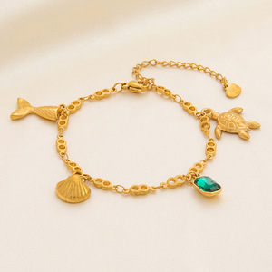 Stainless Steel <b>Bracelet</b> 18K Gold Plated Animal <b>Shell</b> Charm Women's Everyday Wear Jewelry - Product Image 3