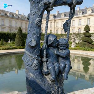 Escultura <span class=keywords><strong>de</strong></span> Mármol Tradicional Hecha a Mano <span class=keywords><strong>de</strong></span> Tamaño Real <span class=keywords><strong>de</strong></span> un Niño Sentado en un Columpio <span class=keywords><strong>para</strong></span> Jardines y Villas al Aire Libre - Product Image 6