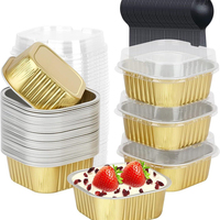 Gobelet à gâteau carré en aluminium épais de 150 ml, pour tiramisu, mousse, pudding au chocolat, boîte à dessert, résistant à la chaleur, pour la cuisson au four, vente en gros