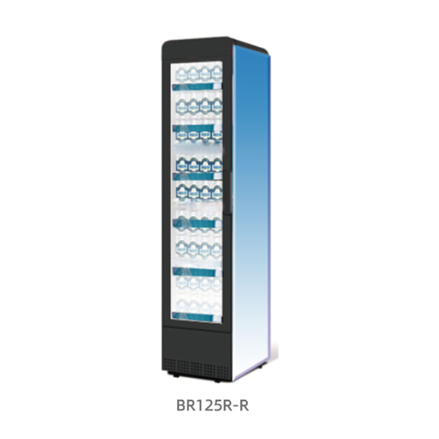 125L Slim Beverage Cooler with Glass Door Stylish Rounded Corner for Commercial Use