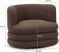 Fauteuil pivotant de salon d'hôtel en tissu bouclé Astor Brown avec style design et lieu d'origine