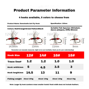 Leurre de pêche à la mouche Demoiselle Ant Griffith Micro Bionic Insect Feather Hook pour la pêche à la mouche en eau douce de la <span class=keywords><strong>truite</strong></span> et du bleak - Product Image 6