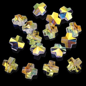 Zhubi 14MM Cruz en forma de colgante cuentas de vidrio para la fabricación de joyas a granel Aurora cuentas de cristal brillante DIY manualidades de Navidad - Product Image 4