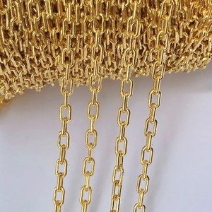 Chaîne en or véritable 14 carats plaqué or, chaîne en forme de trombone, longueur en mètres, largeur de 2,4 mm, chaînes allongées, vente en gros, chaînes brutes pour bricolage - Product Image 3