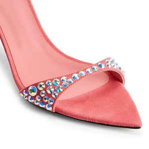 Moda Sexy ante rojo correa de diamantes de imitación punta estrecha tacón <span class=keywords><strong>bajo</strong></span> sandalias de verano para mujer zapatos y damas - Product Image 3