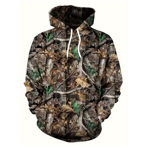Sweat à capuche camouflage brodé en 3D pour homme, grande taille, pour la pêche, le camping, la chasse, sweat à capuche décontracté pour le sport, automne - Product Image 1