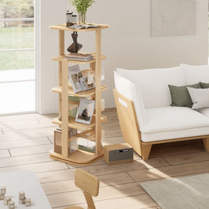 Estantería de pie de 4 niveles altos para pantalla, estantería giratoria ordenada con deflector, estantería giratoria para dormitorio y oficina - Product Image 3