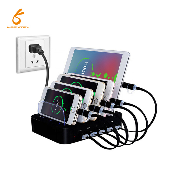 ABS PC 5-Port USB Charging Dock Station 30W Output with Fast Charging for Multi-Devices for Cell Phones and Microphones
