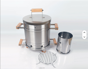 Braciere in Acciaio Inox con Legna di Teak - Riscaldatore Portatile Tutto-in-Uno per Esterni, <span class=keywords><strong>Griglia</strong></span> BBQ, <span class=keywords><strong>Caminetto</strong></span> da Giardino e Patio - Product Image 1