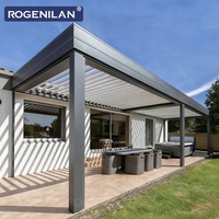 Pergola bioclimatique motorisée intelligente de luxe Rogenilan pour jardin, toit à lamelles réglables, pavillon extérieur en aluminium, gazebo