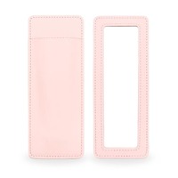 Étui compact en cuir PU pour rouge à lèvres et crayon à lèvres avec miroir, miroir de maquillage portable de voyage, pochette pour baume à lèvres