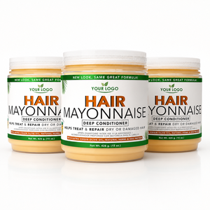 Mayonesa Capilar a Granel con Etiqueta Personalizada de Fábrica, Tratamiento Acondicionador Profundo con Aceite de Oliva Virgen Extra y Crema Reparadora con Proteína de Huevo 426g - Product Image 1