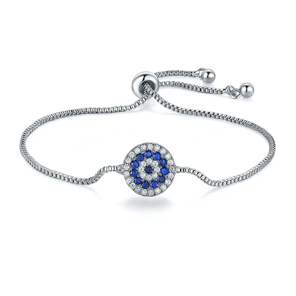 Pulseira de prata, moda ajustável zircão cúbico bracelete de disco broca completa furadeira trava strass pingente pulseira de corrente de tênis com deslizamento