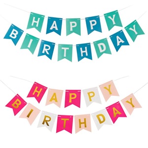 Tùy Chỉnh Swallowtail Bronzing Cờ Thư Biểu Ngữ Hạnh Phúc Sinh Nhật Đảng Trang Trí Đuôi Cá Màu Giấy Cờ - Product Image 2