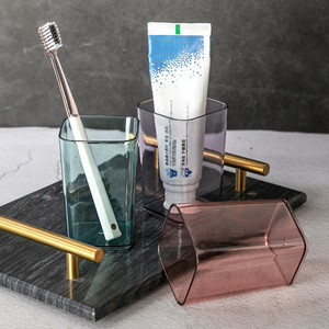 Lot de tasses à brosse à dents, gobelets à bain de bouche, tasses à brosse à dents, tasses transparentes de style nordique pour la maison, tasses simples pour enfants, carrées - Product Image 3