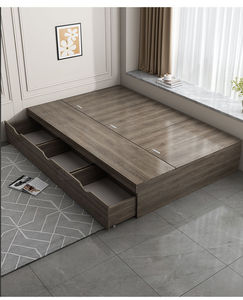 <span class=keywords><strong>Cama</strong></span> Moderna <span class=keywords><strong>Minimalista</strong></span> con Base Alta y Almacenamiento, Tamaño King/Queen, con Gabinete de Almacenamiento de Madera, Muebles de Dormitorio para Uso Doméstico - Product Image 5