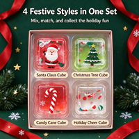 Lot de 4 mini cubes squishy pour les fêtes, thème Halloween et Noël, cubes anti-stress super solides, mini jouets souples en boîte