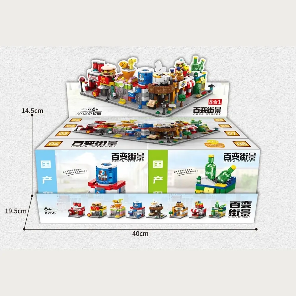 Modèle de bloc de construction Hot City Street View pour briques et pièces Lego Variety Street View Ensemble complet de 8 boîtes