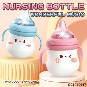 Hochet pour bébé en forme de biberon de dessin animé, jouet sensoriel Montessori électrique en plastique pour 0-6 et 6-12 mois avec lumières et musique - Product Image 2