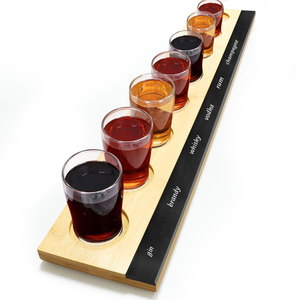 Tre bia Sampler Khay 8 khe cắm bắn rượu vang khay thủy tinh lưu trữ đứng chủ Whiskey bắn kính chủ khay với bảng đen - Product Image 1