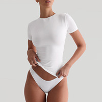 Fabricante de Ropa 2026, Camisetas Cortas Personalizadas para Mujer, Camisetas Cortas Femeninas, Camisetas Sexys con Espalda Descubierta, Camiseta con Cuello en V para Mujer