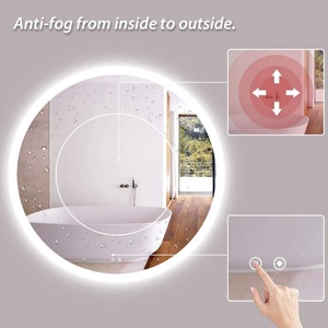 Miroir LED rétroéclairé intelligent de forme ronde personnalisé haut de gamme pour hôtels, design moderne avec fonction d'éclairage - Product Image 5