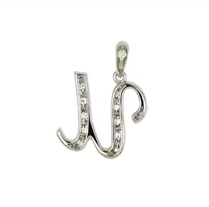 Pendentif lettre W en or blanc 18 carats, finition polie avec diamants étincelants de 0,457 ct, 1,28 g, bijoux fins de luxe pour femmes - Product Image 2