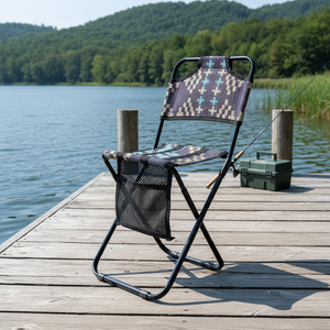 Chaise de camping et de pêche moderne, portable, légère, durable, confortable, pliable, en métal, avec dossier - Product Image 1