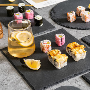 Bandeja de piedra pizarra plato <span class=keywords><strong>occidental</strong></span> bandeja de tablero de madera de bambú plato de cena platos para Pizza bistec comida Sushi plato restaurante vajilla - Product Image 4